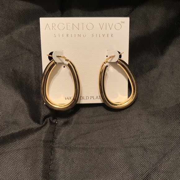 Argento Vivo Jewelry - Argento Vivo 14k Gold Plate Oval Hoop EarringsNWOT